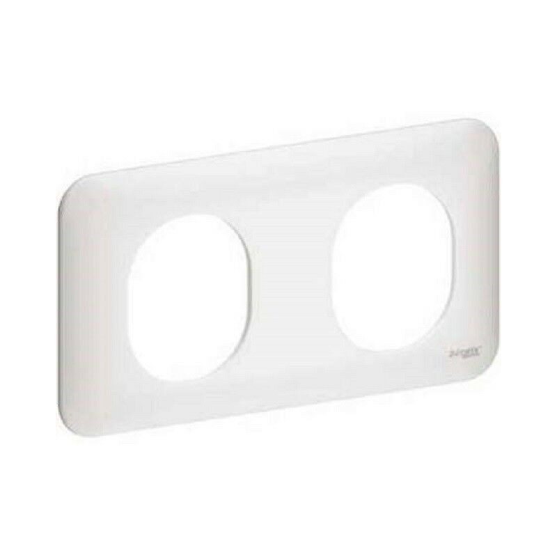 Plaque double horizontale entraxe 71 mm Schneider Ovalis blanc S260704