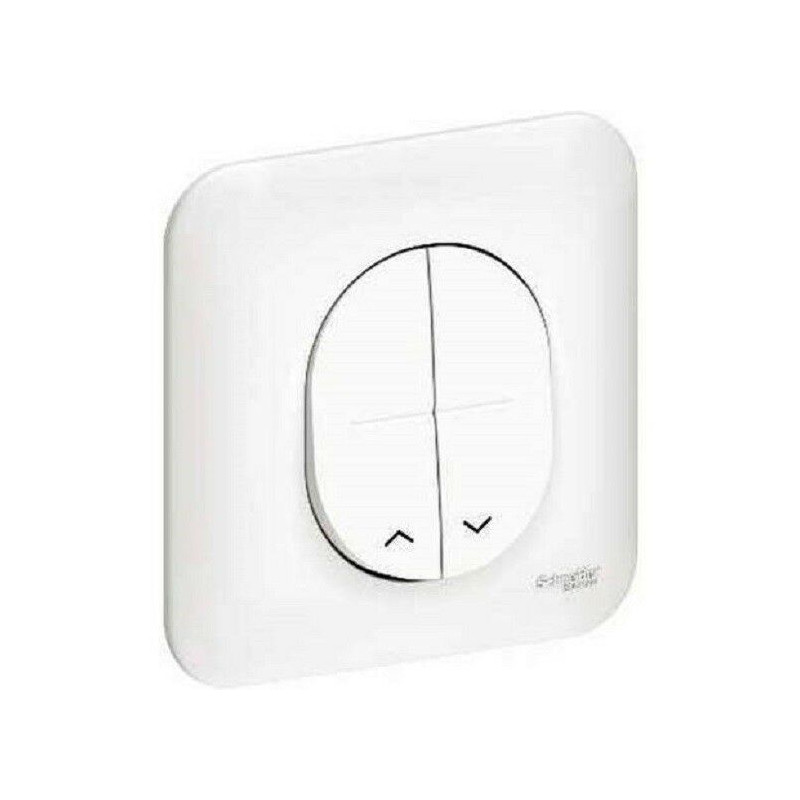 Bouton poussoir volet roulant avec plaque Schneider Ovalis blanc S260207