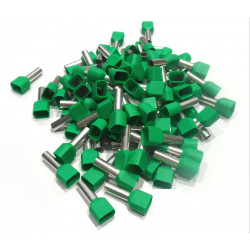 Embouts de cablage double 2x 6 mm² vert le lot de  100 pièces