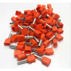 Embouts de cablage double 2x 4 mm² orange le lot de  100 pièces