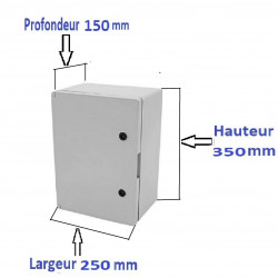 Coffret électrique étanche IP65-300 x 200 x 130 mm livré avec plaque de fond