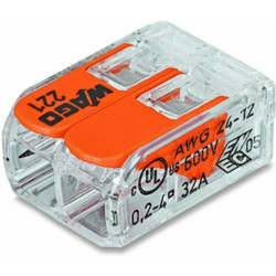 50 Bornes de connexions automatique 2 entrées Fil Souple Rigide Wago réf 221-412 2