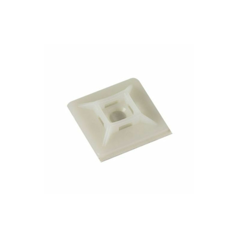 Supports adhésifs blanc 28 x 28 mm pour collier de serrage - Rilsan 100 pièces