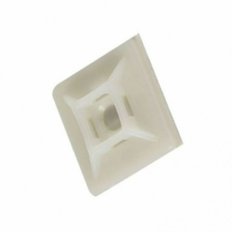 Supports adhésifs blanc 28 x 28 mm pour collier de serrage - Rilsan 100 pièces