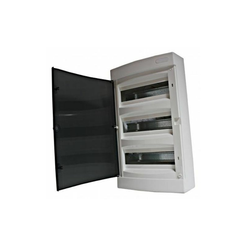 Coffret électrique APPARENT 36 modules 3 rangées avec porte translucide  teintée