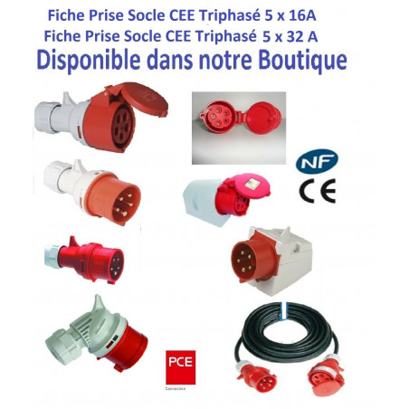 Prise femelle Triphasé CEE 5 x 32A marque PCE 