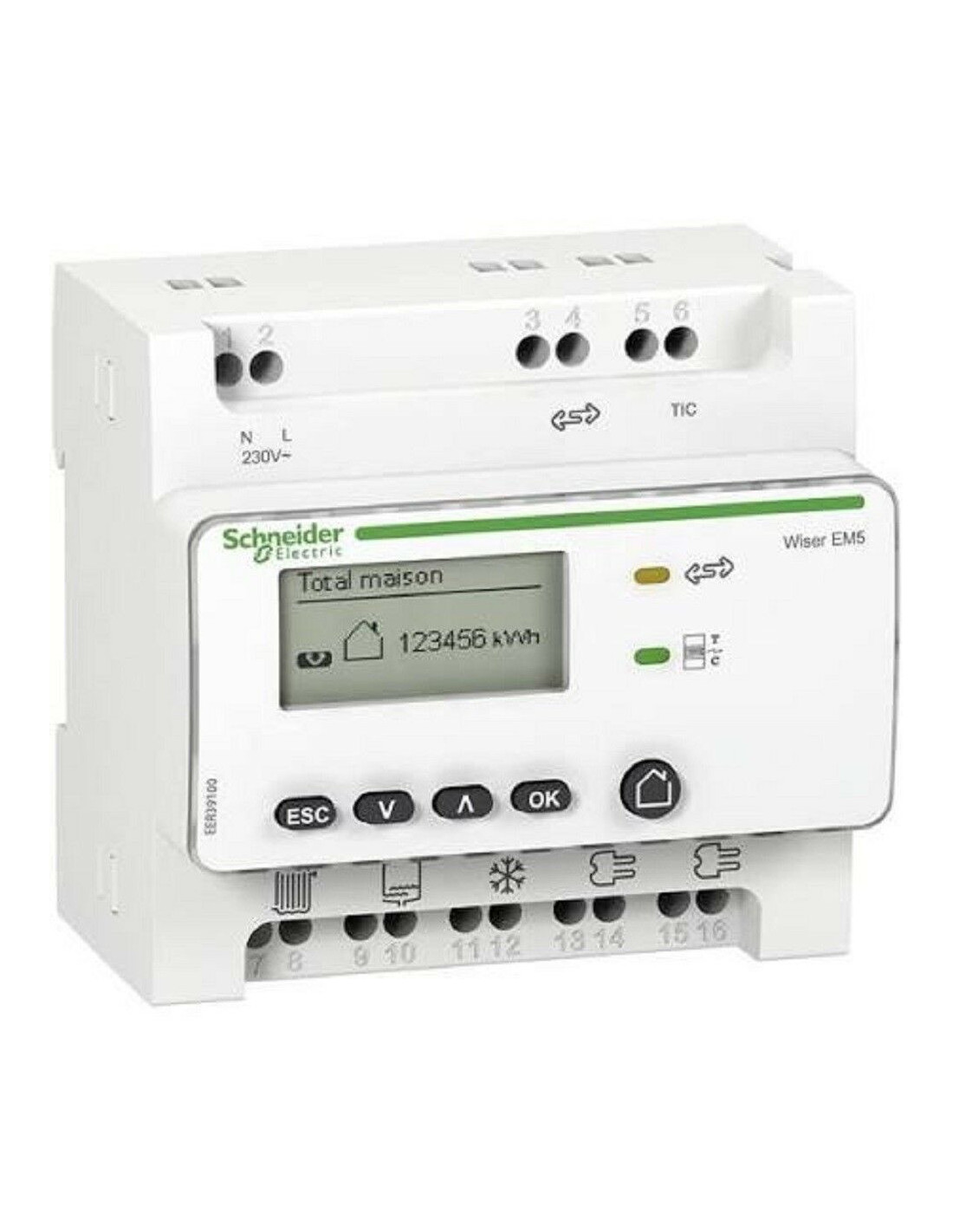 Compteur de consommation électrique Wiser EM5 + 5tc Schneider Réf EER39000  - Wiser