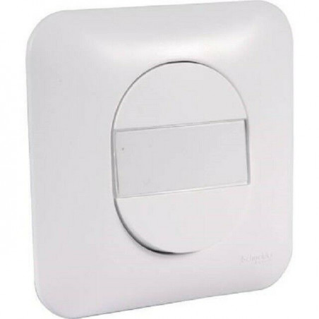 Bouton poussoir 10A Porte étiquette  avec plaque Schneider Ovalis blanc S260266