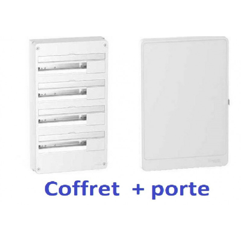 Coffret électrique 72 Modules 4 Rangées Schneider avec porte R9H18404 + R9H18424