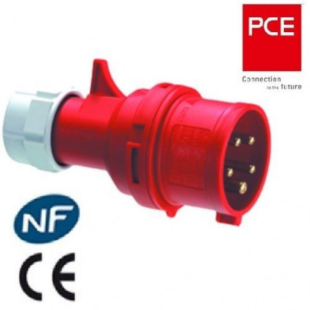 TRIPLETTE ELECTRIQUE 1 MALE / 3 FEMELLE 16A 5 POLES ROUGE IP44 PCE