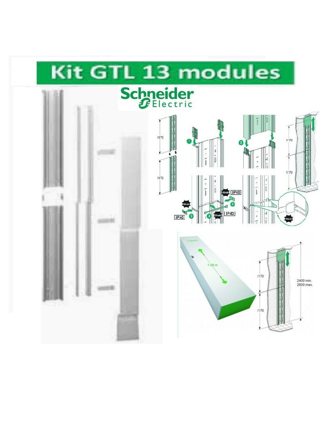 Goulotte GTL 13 Modules 2 compartiments clipsable Rési9 Schneider