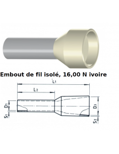 Embouts de cablage 16 mm² ivoire le lot de  100 pièces 2
