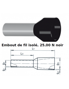 Embouts de cablage 25 mm² noir le lot de  50 pièces 2