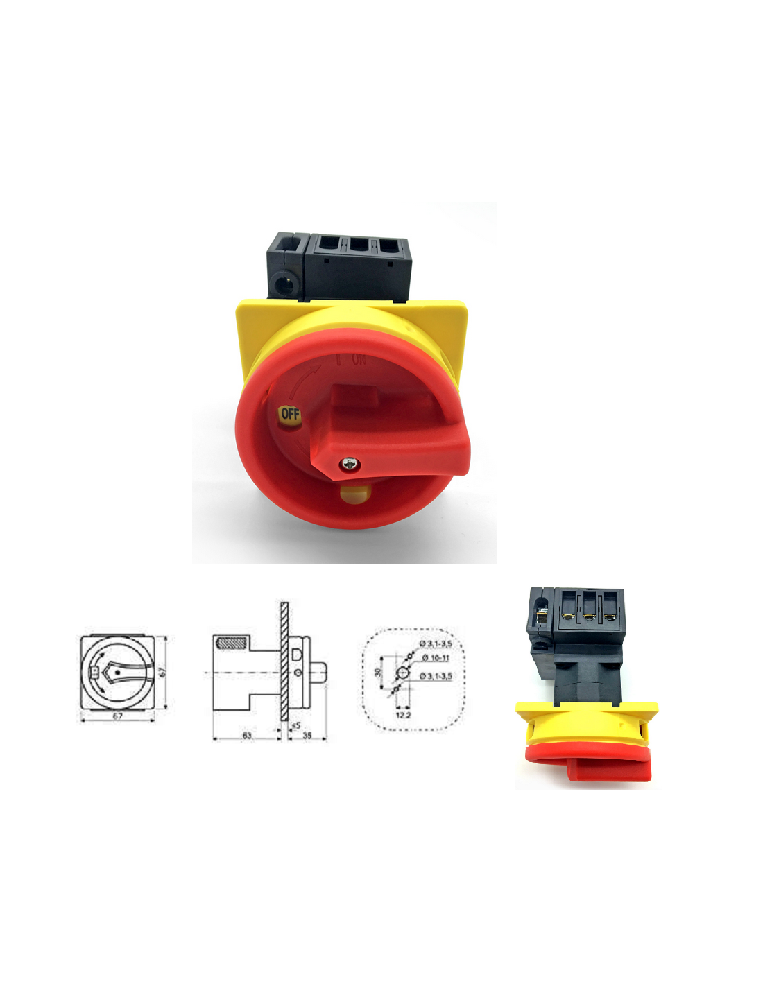 Interrupteur sectionneur rotatif cadenassable 25A - 4 P pour