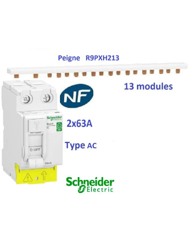 Interrupteur Différentiel 2x63A/30mA Type A