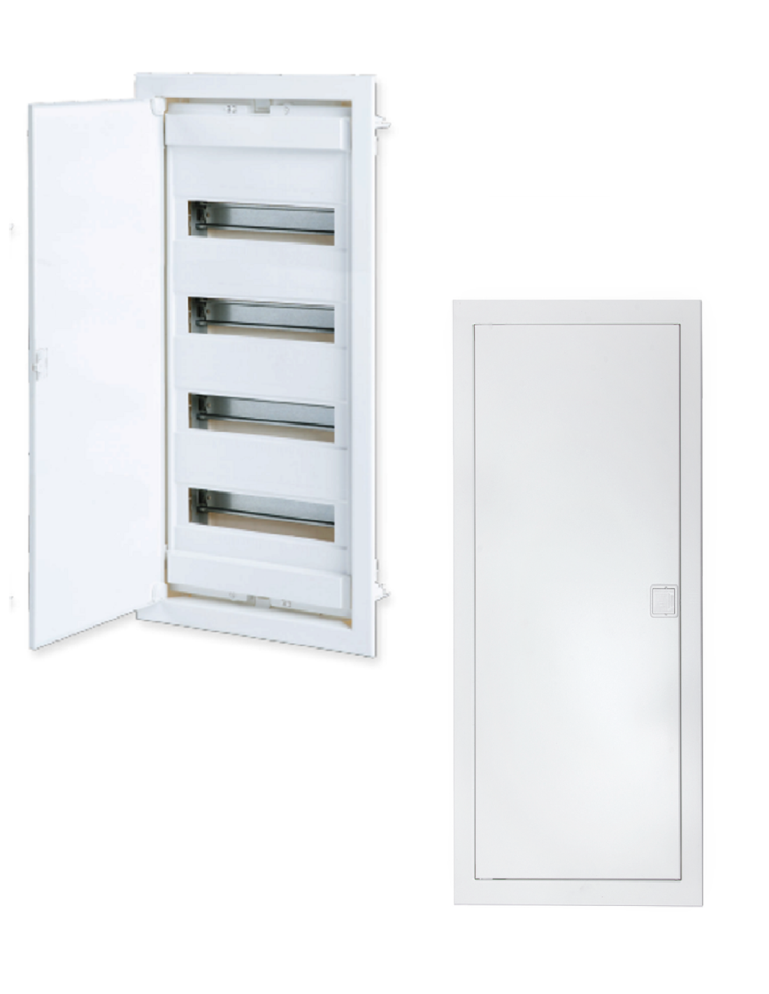 Bac Encastrable Tableau électrique 4 Rangées Coffret électrique encastré 52 modules 4 rangées - porte Métallique blanche + borniers Phase -Neutre-Terre