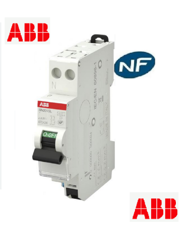Disjoncteur 1p + n 10A - courbe C - 4.5kA- Automatique ABB470436