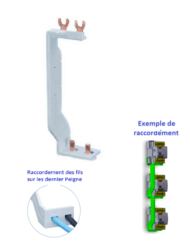 Peigne d'alimentation vertical 1P+N 63A - pour liaison entre 2 inter Diff /  Digital electric
